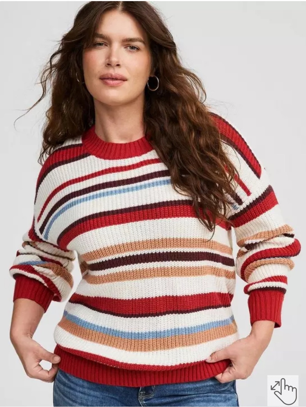 Torrid Pullover Drop Shoulder Sweater Orange Red White Stripe Size 3X EUC Fall